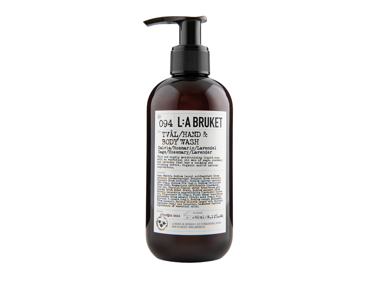 094 Hand & Body Wash Sage/Rosemary/Lavender 240 ml